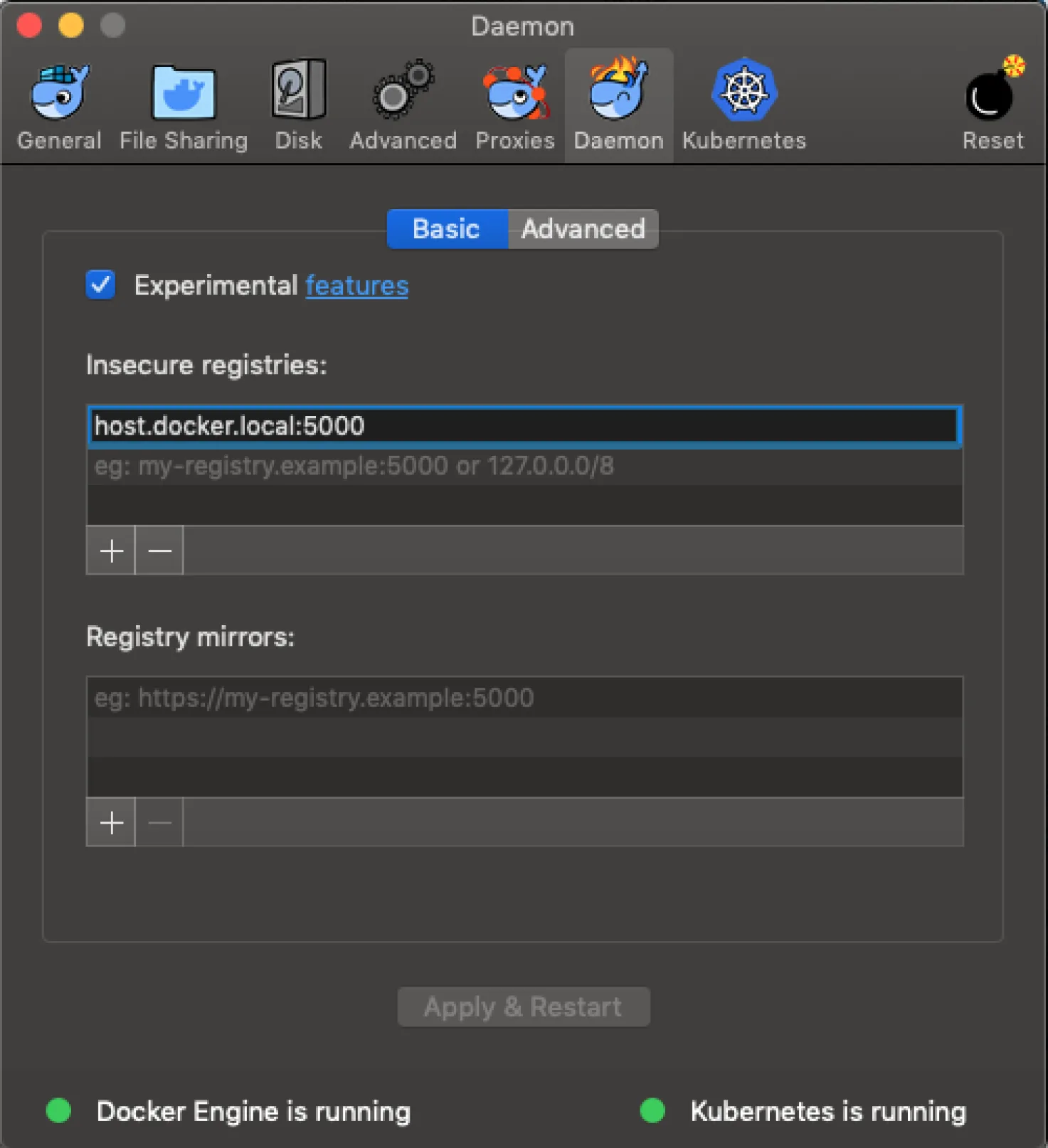 Docker Daemon Settings